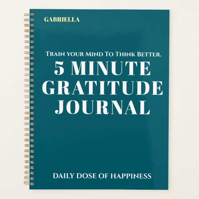 Custom Name Simple Stylish Daily Gratitude Journal Planner (Front)