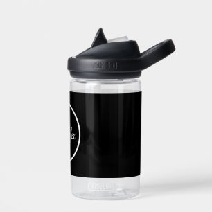 Custom Name simply Modern Black kids School  Water Bottle