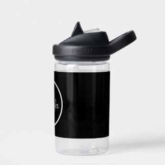 Custom Name simply Modern Black kids School  Water Bottle