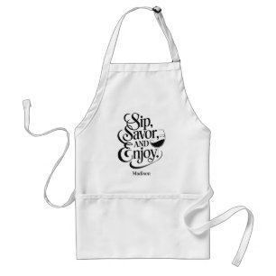 Custom Name Sip, Savour, Enjoy Wine Standard Apron