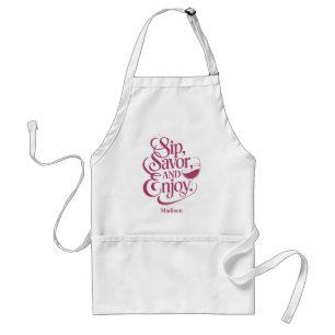 Custom Name Sip, Savour, Enjoy Wine Standard Apron
