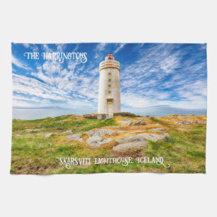 Custom Name Skarsviti Lighthouse, Iceland Tea Towel