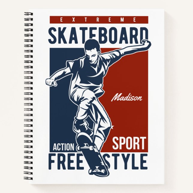 Custom name Skateboarding Notebook (Front)