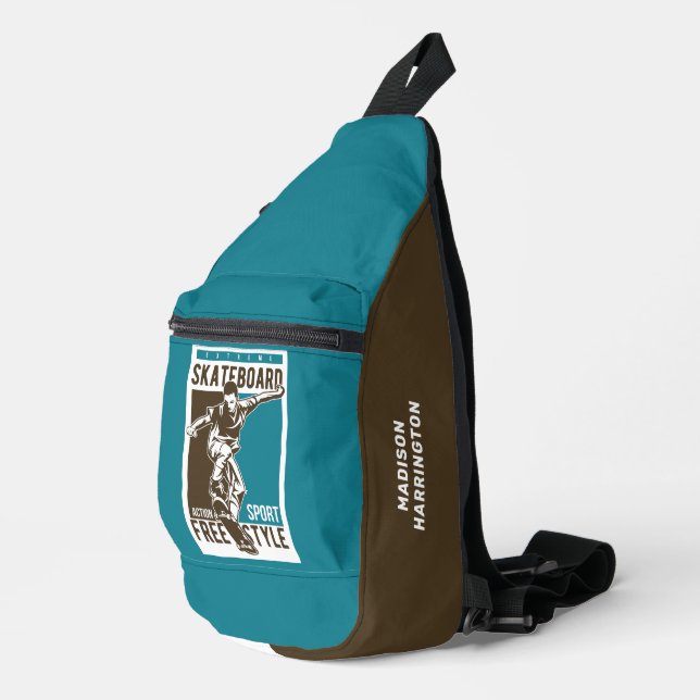 Custom name Skateboarding Sling Bag (Right Corner)