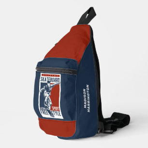 Custom name Skateboarding Sling Bag