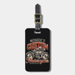 Custom NAME Skeleton Motorcycle Cycle Shop Luggage Tag