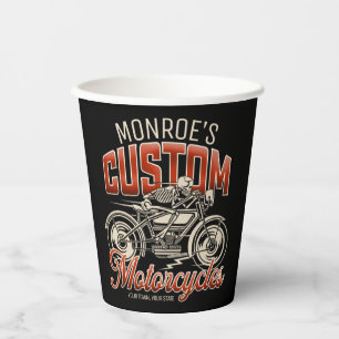 Custom NAME Skeleton Motorcycle Cycle Shop  Paper Cups