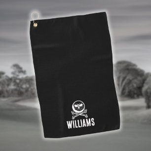 Custom Name Skull Golf Ball And Crossbones Towel