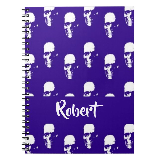 Custom name skulls on blue notebook (Front)