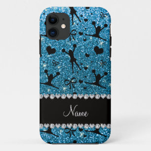 Custom name sky blue glitter cheerleading iPhone 11 case