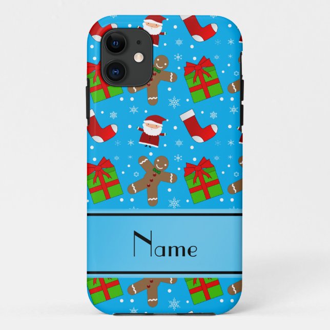 Custom name sky blue santas gingerbread Case-Mate iPhone case (Back)