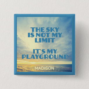 Custom Name Sky Quote 15 Cm Square Badge
