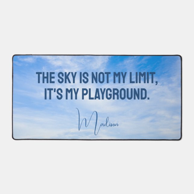 Custom Name Sky Quote Desk Mat (Front)