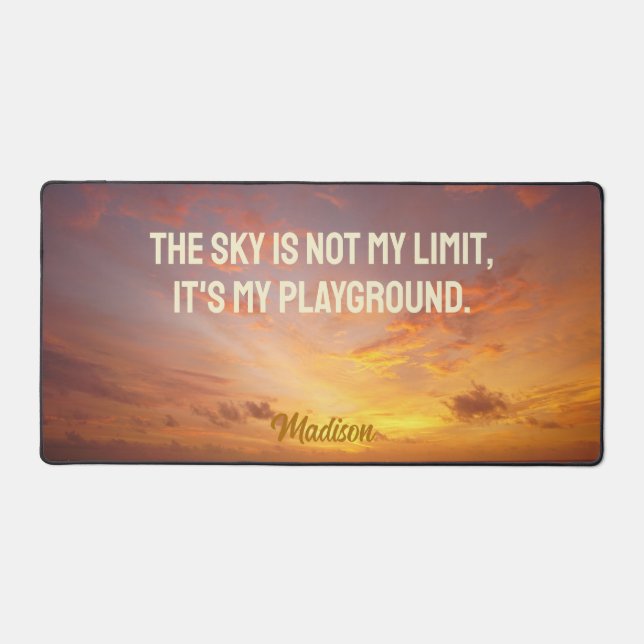 Custom Name Sky Quote Desk Mat (Front)