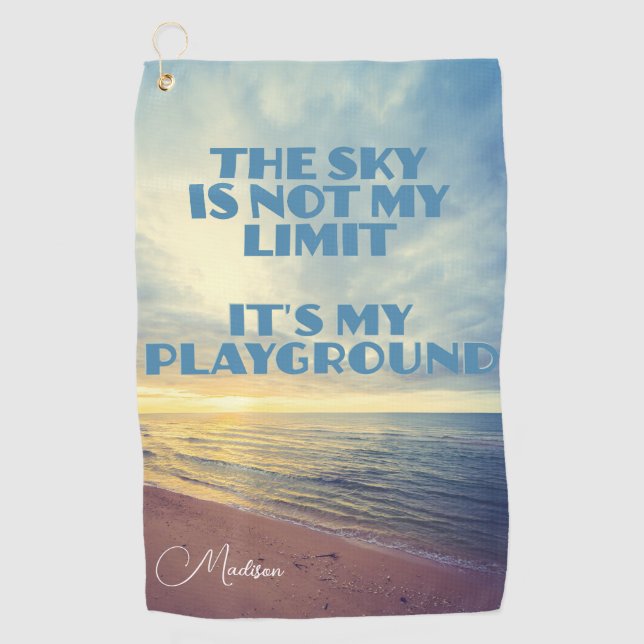 Custom Name Sky Quote Golf Towel (Front)