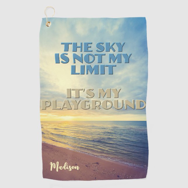 Custom Name Sky Quote Golf Towel (Front)