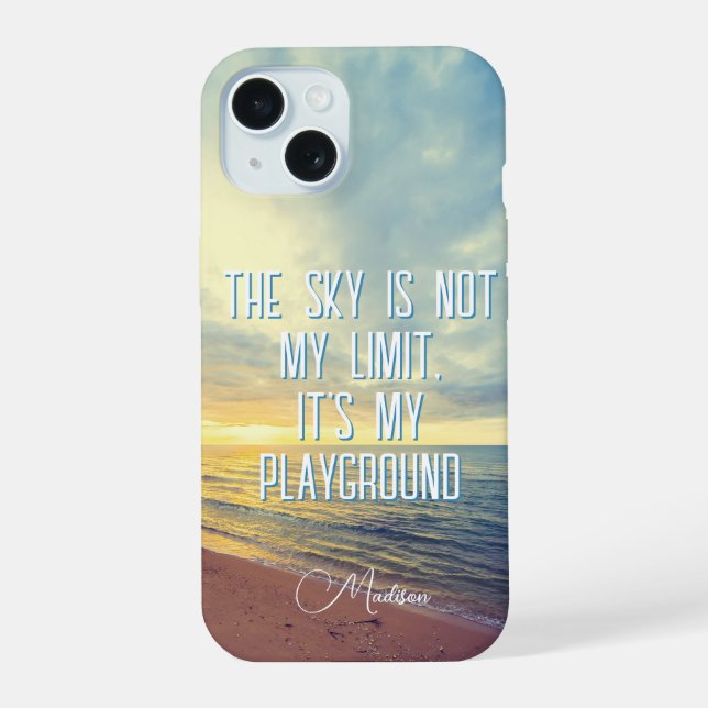 Custom Name Sky Quote iPhone 15 Case (Back)