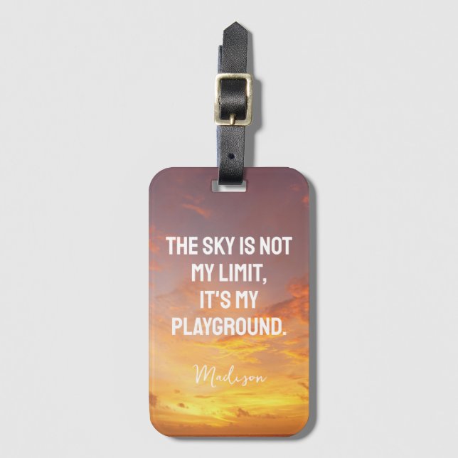 Custom Name Sky Quote Luggage Tag (Front Vertical)