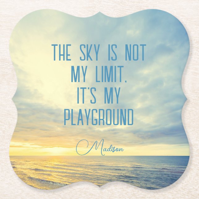 Custom Name Sky Quote Paper Coaster (Front)