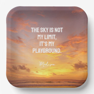 Custom Name Sky Quote Paper Plate