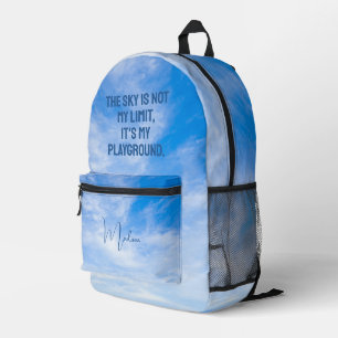 Custom Name Sky Quote Printed Backpack
