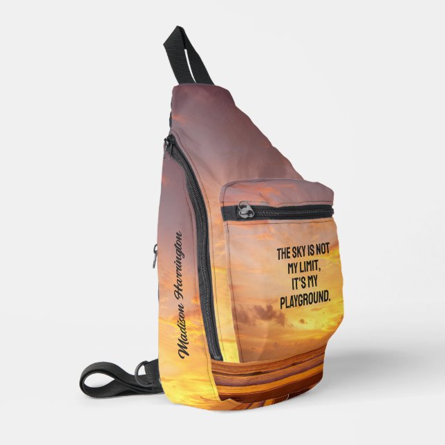 Custom Name Sky Quote Sling Bag (Left Corner)