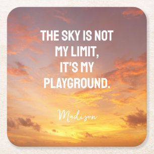 Custom Name Sky Quote Square Paper Coaster