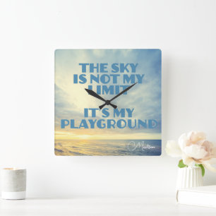 Custom Name Sky Quote Square Wall Clock