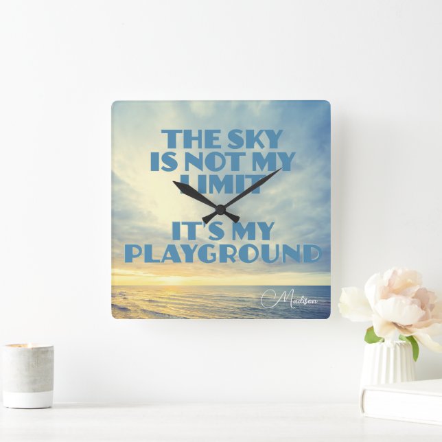 Custom Name Sky Quote Square Wall Clock (Home)