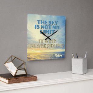Custom Name Sky Quote Square Wall Clock