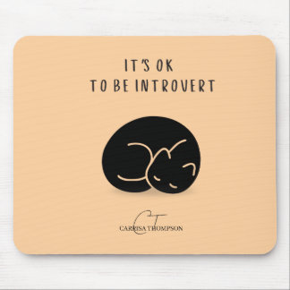 Custom Name Sleeping Cat It’s OK To Be Introvert Mouse Mat