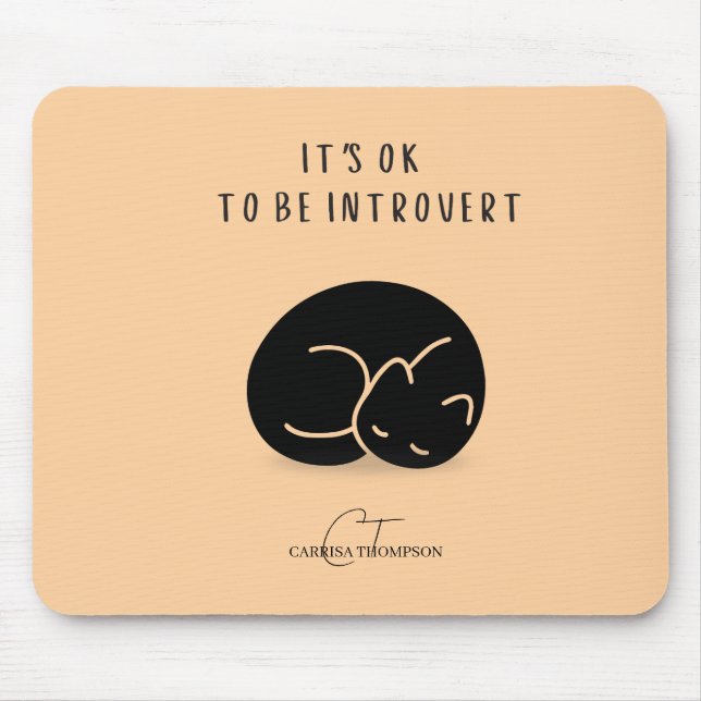 Custom Name Sleeping Cat It’s OK To Be Introvert Mouse Mat (Front)