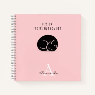 Custom Name Sleeping Cat It’s OK To Be Introvert  Notebook