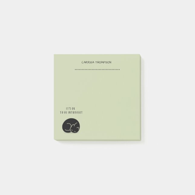 Custom Name Sleeping Cat It’s OK To Be Introvert Post-it Notes (Front)