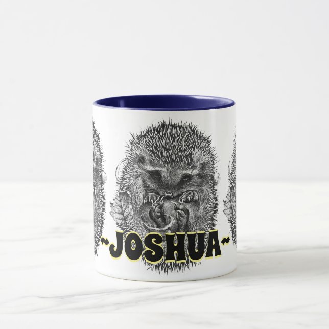 Custom name sleeping hedgehog combo coffee mug (Center)