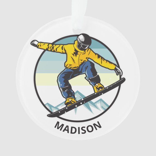 Custom name SNOWBOARDER Ornament (Front)