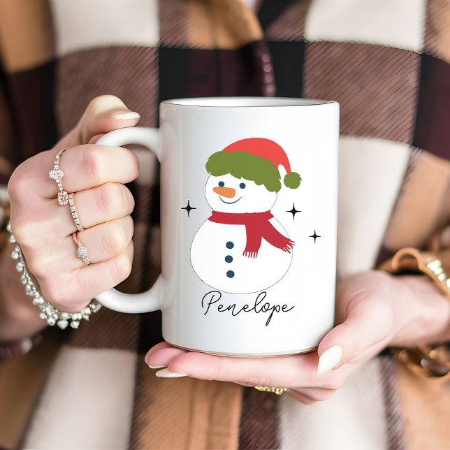 Custom Name Snowman Christmas Gift for Her Coffee Mug (snowman mug, Christmas vibes mug, personalized snowman mug, custom name mug, holiday mug gift,)