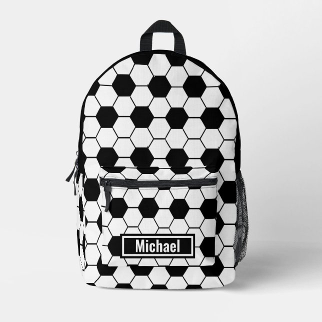 Custom Name Soccer Ball Boys Backpack (Front)