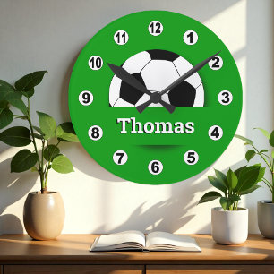 Custom Name Soccer ball clock, football fan /sport Round Clock
