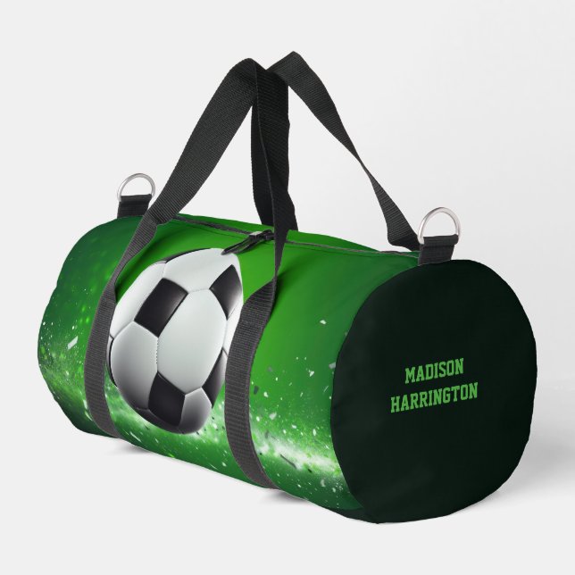 Custom Name Soccer Ball Duffle Bag (Left Corner)