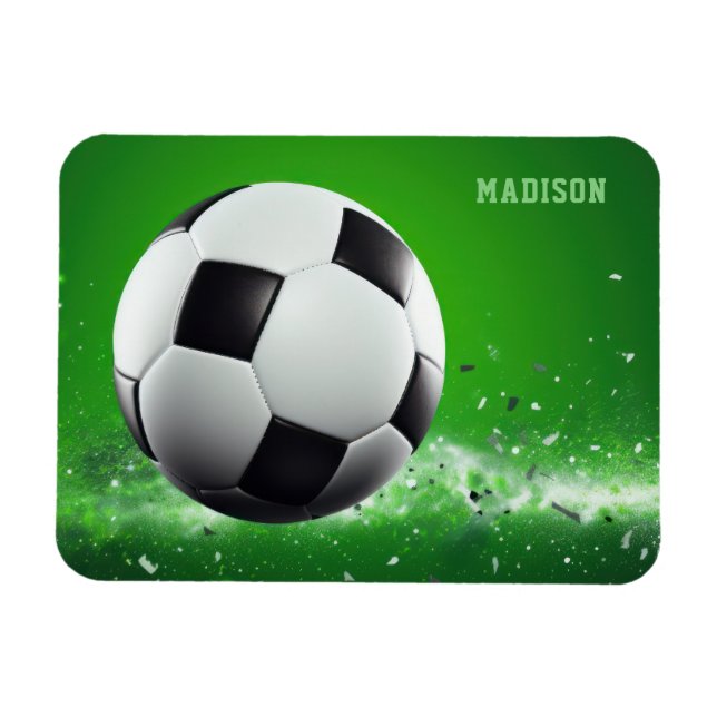 Custom Name Soccer Ball Magnet (Horizontal)