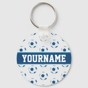 Custom Name Soccer Ball Sketch Pattern Key Ring