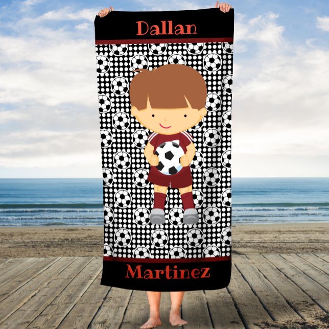 Custom Name Soccer Boys Kid's Bath Towel (Creator Uploaded)