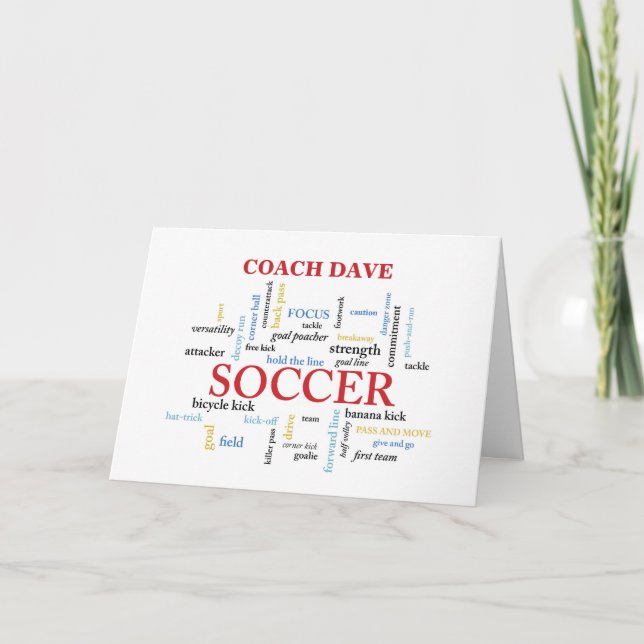 Custom Name Soccer Coach Thank You in Words (Front)