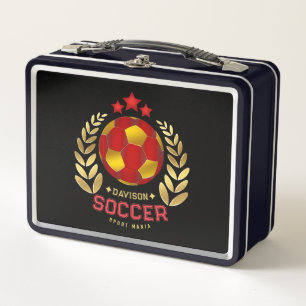 Custom Name Soccer Logo Metal Lunch Box