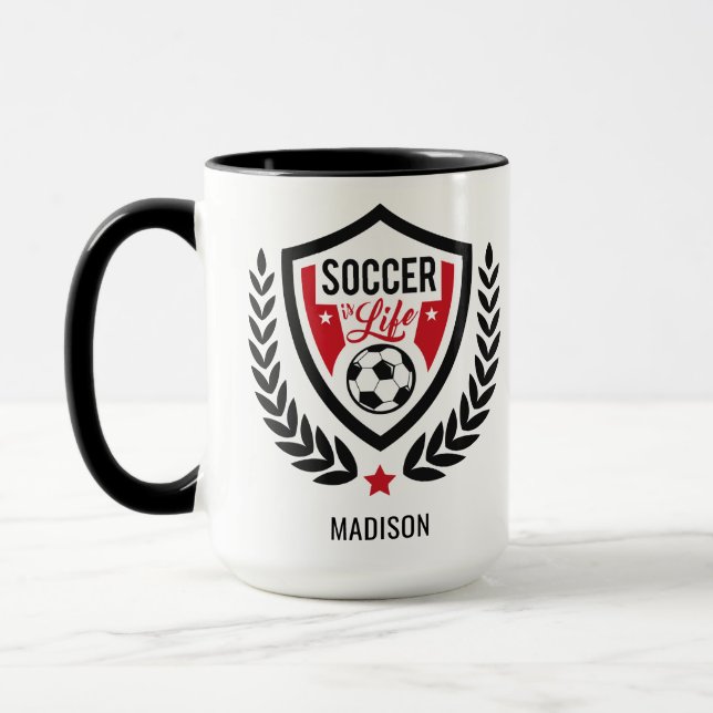 Custom name Soccer Logo mugs (Left)