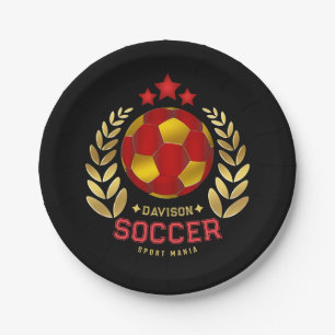 Custom Name Soccer Logo Paper Plate