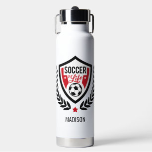 Custom Name Soccer Logo Water Bottle