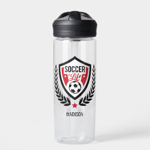 Custom Name Soccer Logo Water Bottle