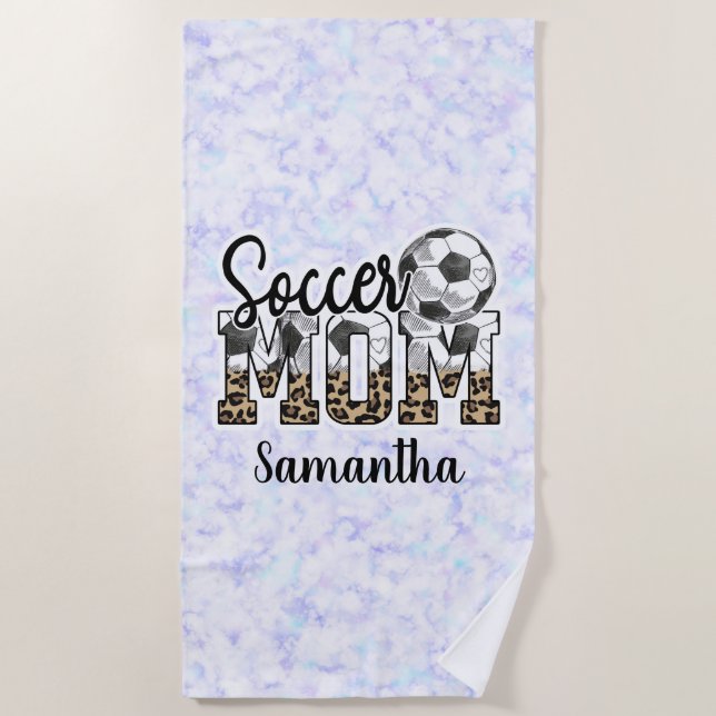 Custom Name Soccer Mum | Mother's Day Beach Towel (Front)